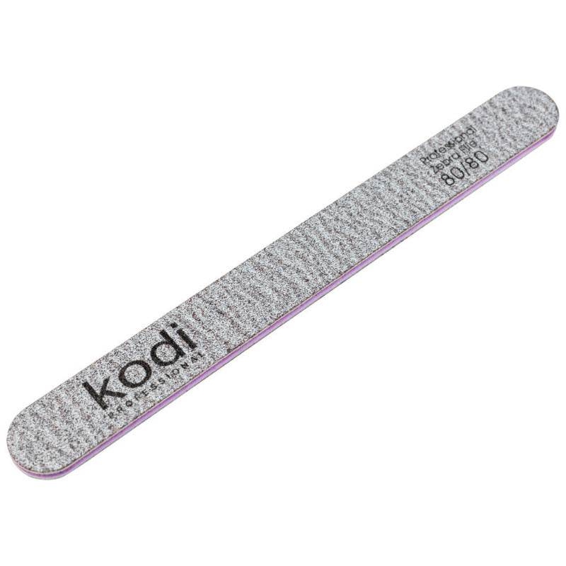 Straight Nail File 80/80 (Color: Light Gray, Size: 178/19/4) Kodi Professional