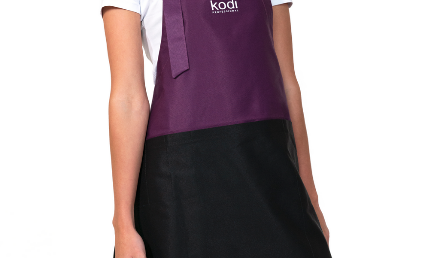 Kodi Apron Purple with Black Inserts, White Logo (short)
