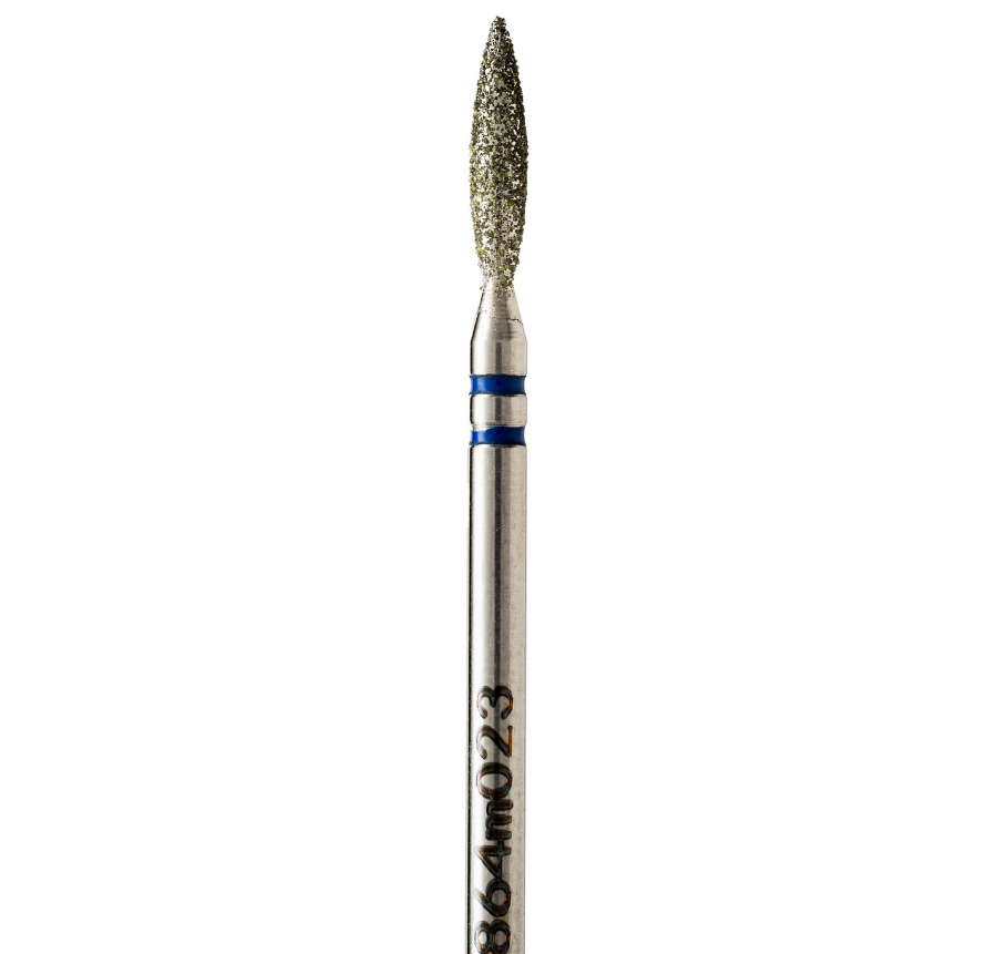 Semi-blunt diamond flame-shaped drill bit, diameter 2.3 mm, medium abrasive