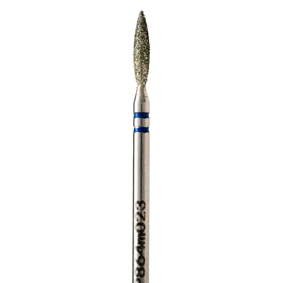 Semi-blunt diamond flame-shaped drill bit, diameter 2.3 mm, medium abrasive